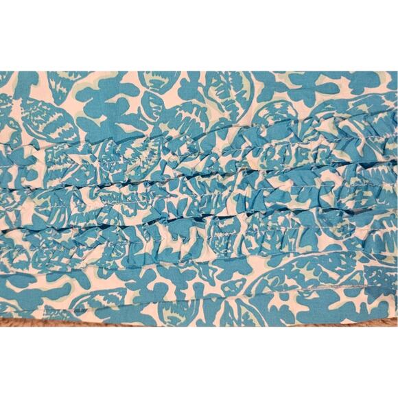 Lilly Pulitzer Skort/Skirt Seashells Coral Zip Back 100% Cotton Ruffle Hem Sz 8 - Picture 3 of 10